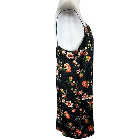Topshop Black Floral Slip Dress Spagehtti Strap Sheath Size 8 Flattering Summery - Picture 3 of 10